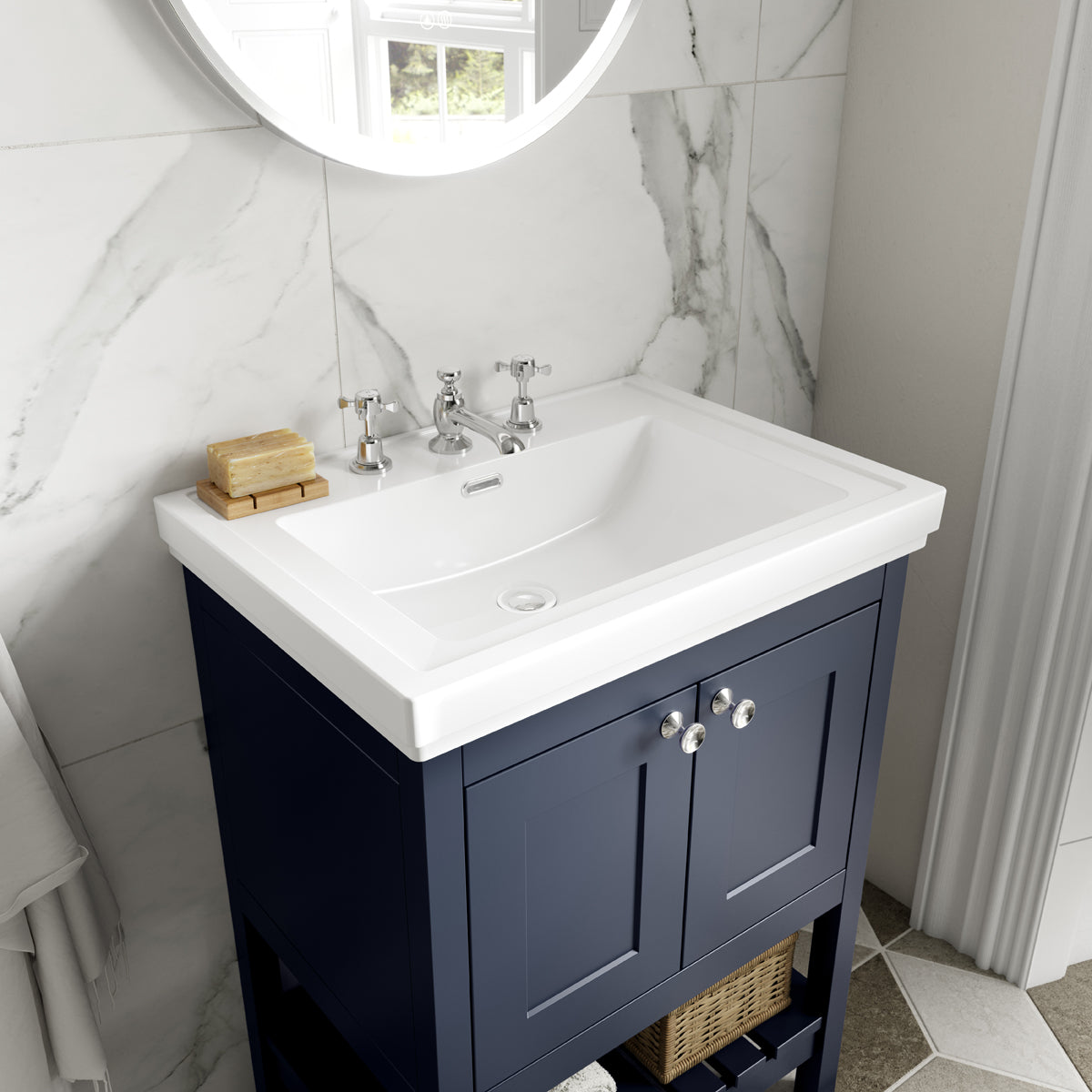 Fairford Juliette 600mm Indigo Blue 3 Tap Hole Floorstanding Vanity Unit