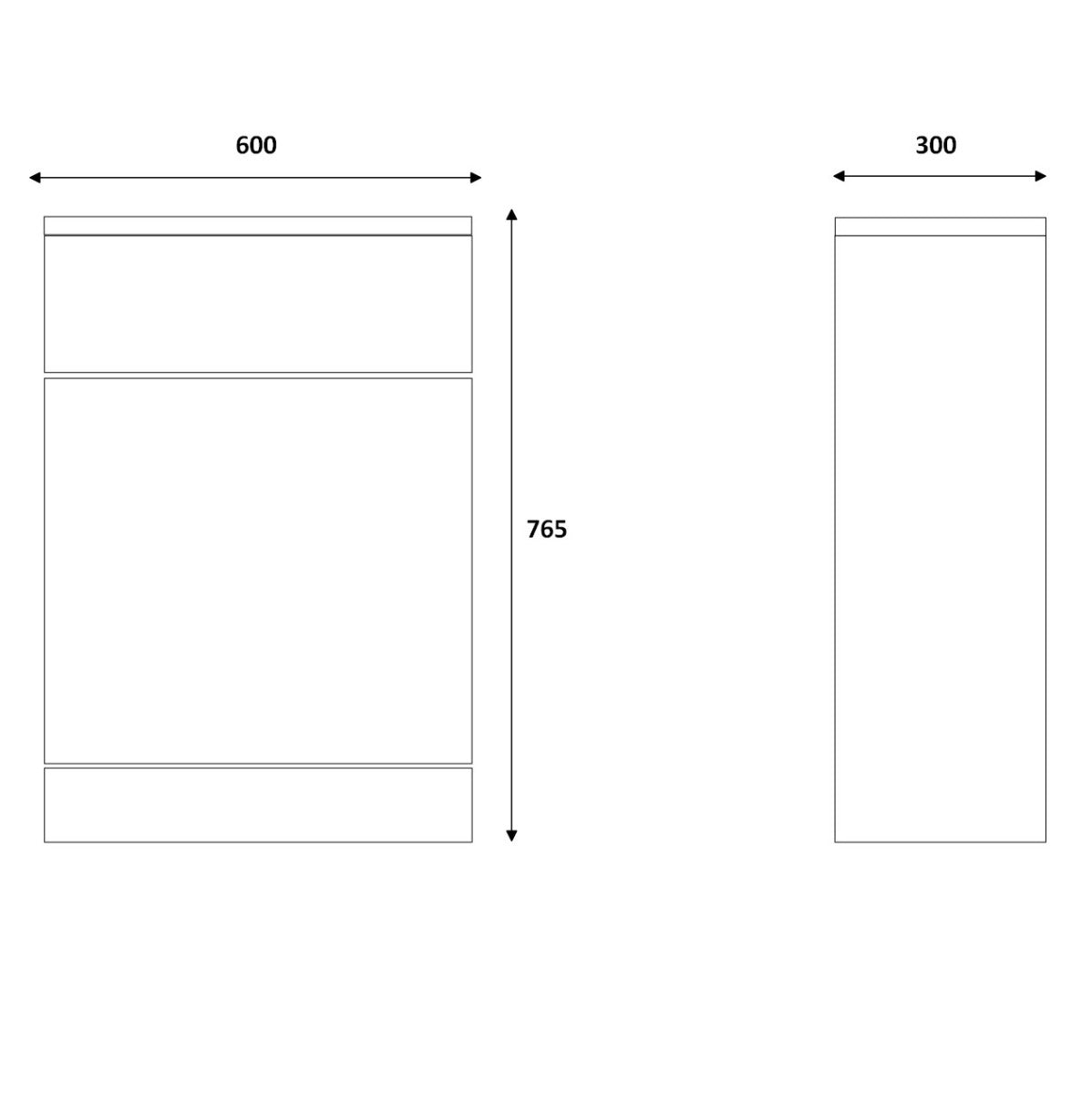 Fairford Opto 600mm Gloss White WC Unit (300mm deep)