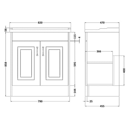 Fairford Leith 800mm White Floor Standing Vanity Unit