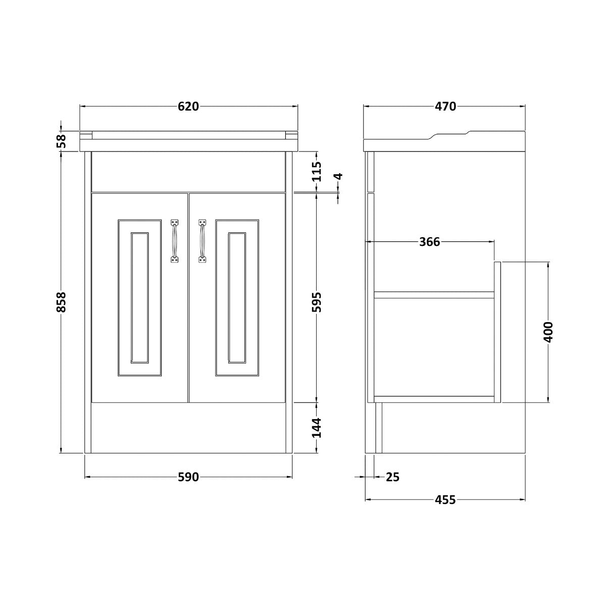 Fairford Leith 600mm Dark Grey Floor Standing Vanity Unit
