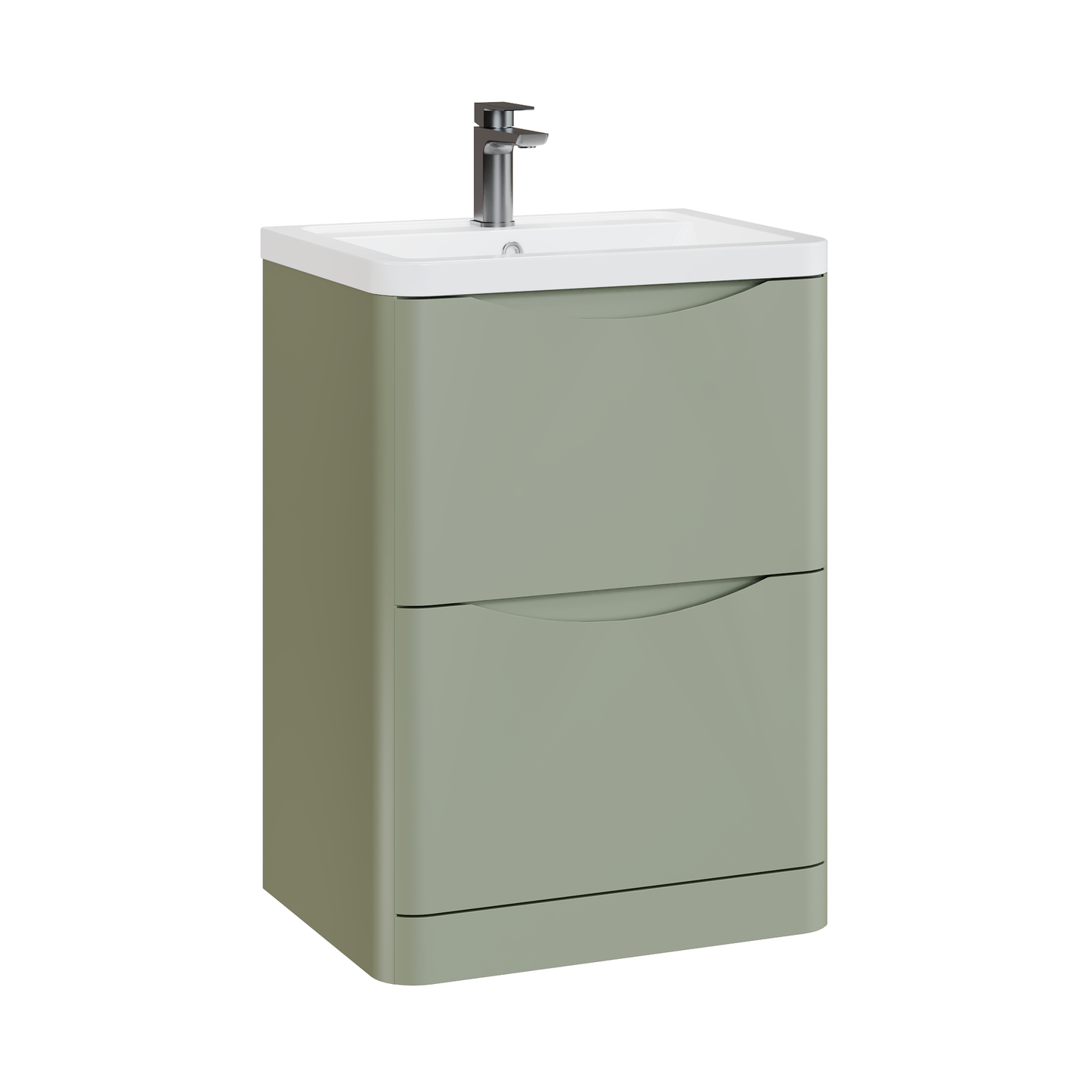 Fairford Eclipse 600mm 2 Drawer Satin Green Floor Standing Vanity Unit