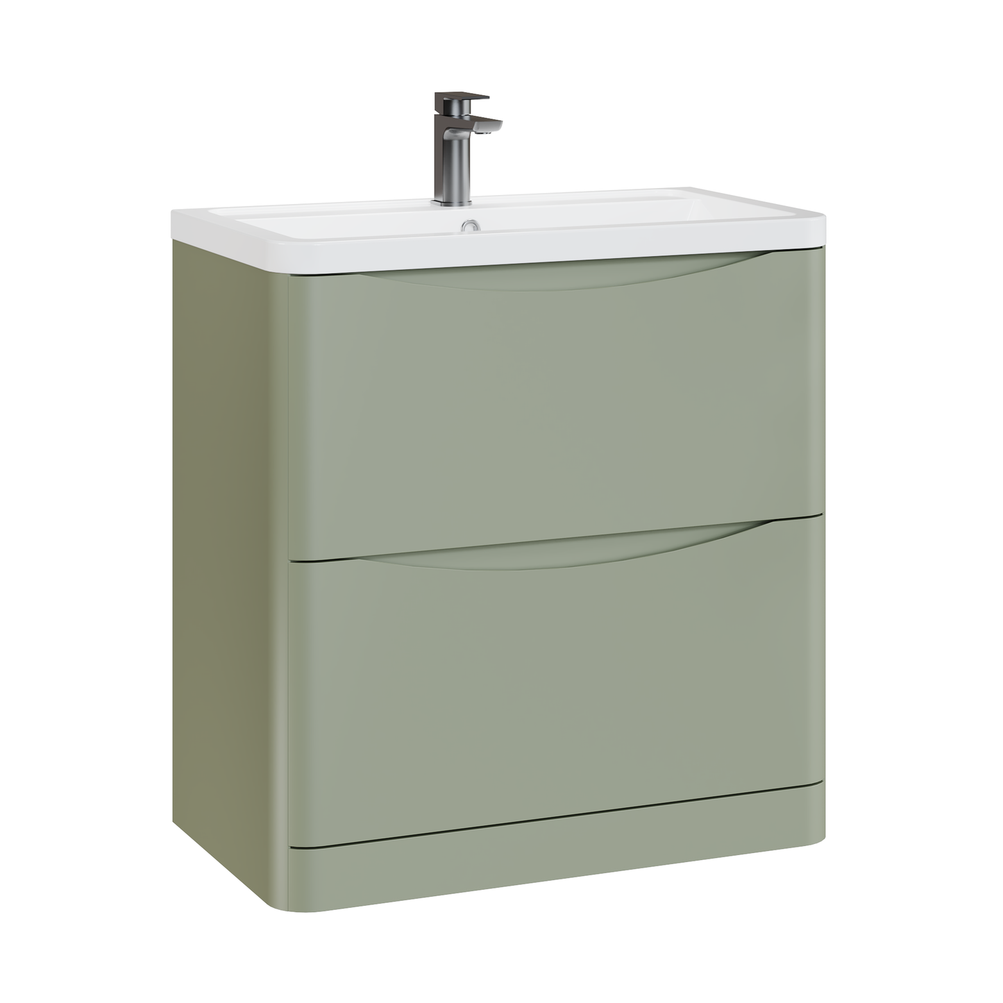 Fairford Eclipse 800mm 2 Drawer Satin Green Floor Standing Vanity Unit
