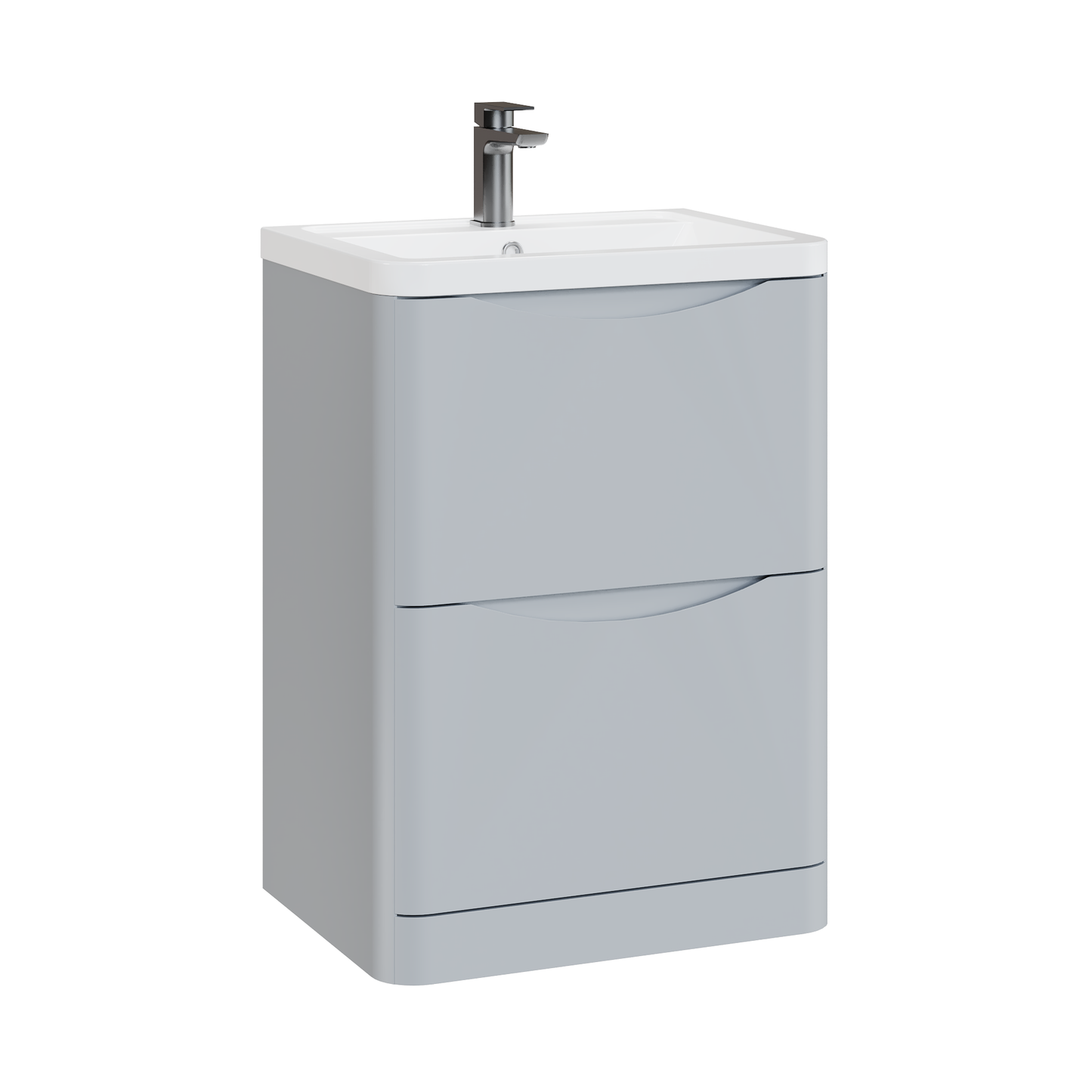 Fairford Eclipse 600mm 2 Drawer Satin Grey Floor Standing Vanity Unit