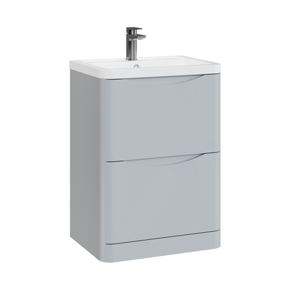 Fairford Eclipse 600mm 2 Drawer Satin Grey Floor Standing Vanity Unit
