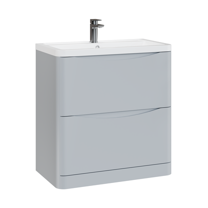 Fairford Eclipse 800mm 2 Drawer Satin Grey Floor Standing Vanity Unit
