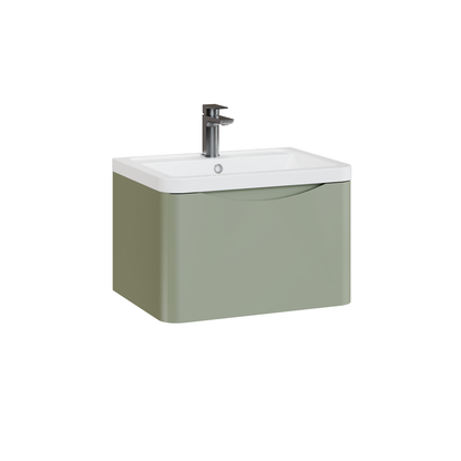 Fairford Eclipse 600mm 1 Drawer Satin Green Wall Hung Vanity Unit