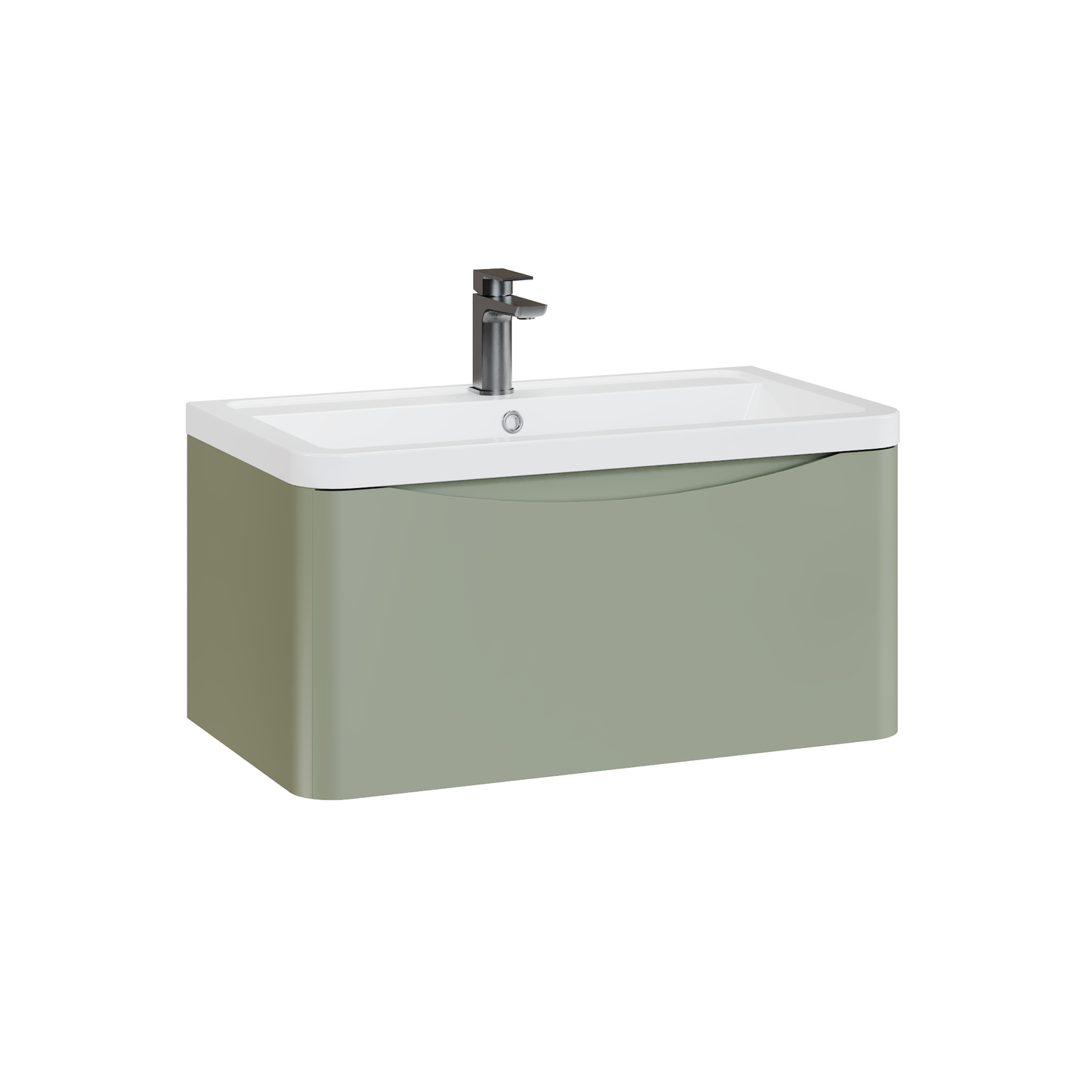 Fairford Eclipse 800mm 1 Drawer Satin Green Wall Hung Vanity Unit