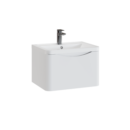 Fairford Eclipse 600mm 1 Drawer Satin White Wall Hung Vanity Unit