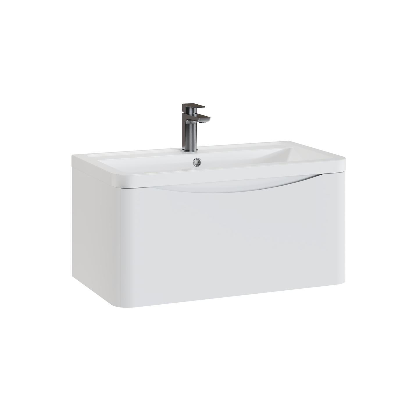 Fairford Eclipse 800mm 1 Drawer Satin White Wall Hung Vanity Unit