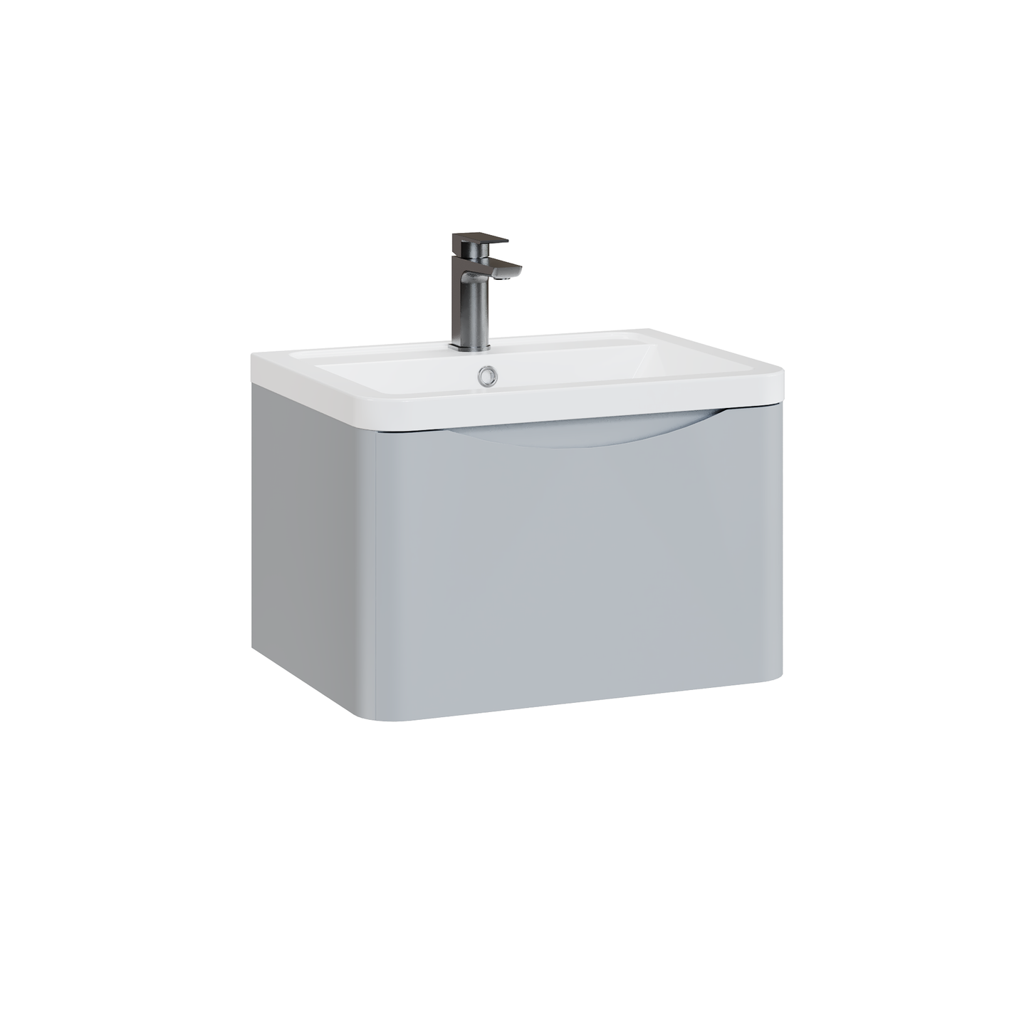Fairford Eclipse 600mm 1 Drawer Satin Grey Wall Hung Vanity Unit