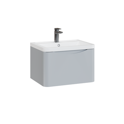 Fairford Eclipse 600mm 1 Drawer Satin Grey Wall Hung Vanity Unit