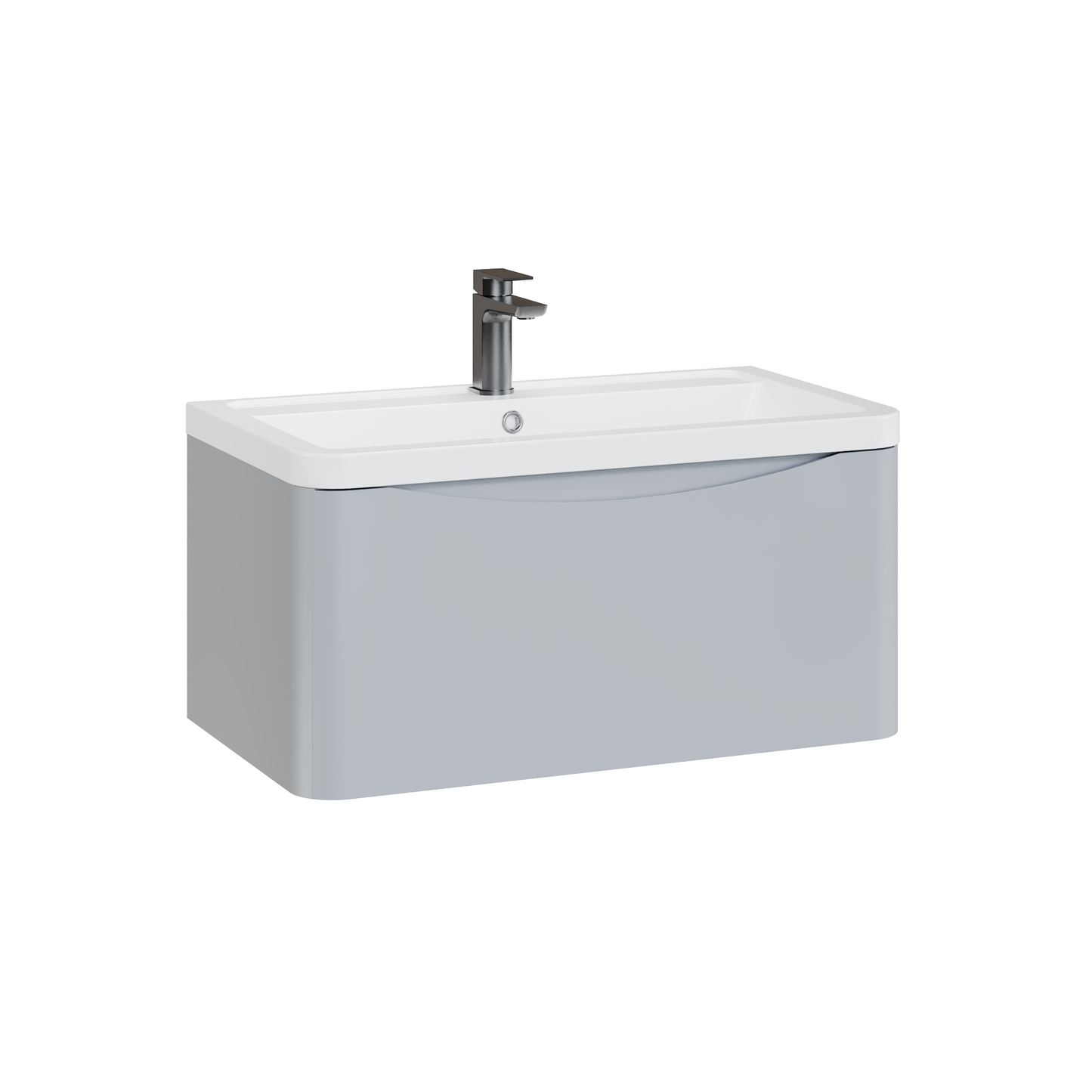 Fairford Eclipse 800mm 1 Drawer Satin Grey Wall Hung Vanity Unit