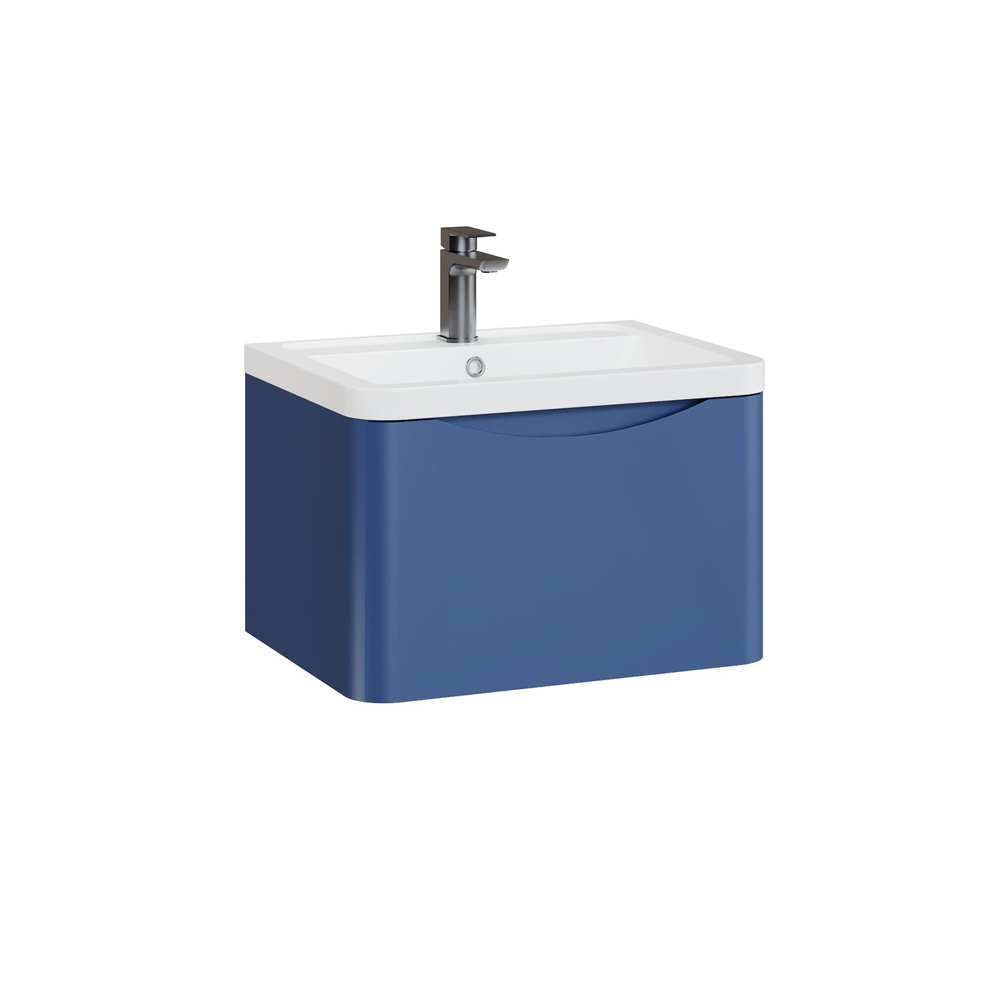 Fairford Eclipse 600mm 1 Drawer Satin Blue Wall Hung Vanity Unit