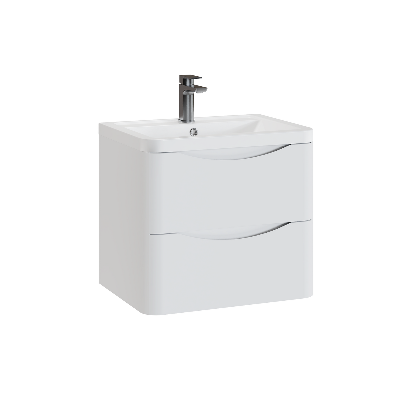 Fairford Eclipse 600mm 2 Drawer Satin White Wall Hung Vanity Unit