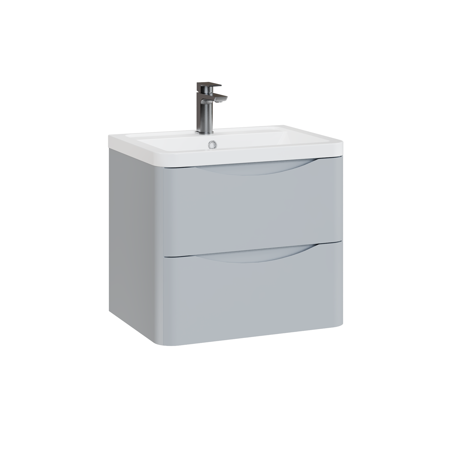 Fairford Eclipse 600mm 2 Drawer Satin Grey Wall Hung Vanity Unit