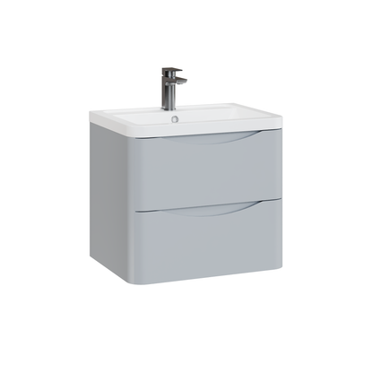Fairford Eclipse 600mm 2 Drawer Satin Grey Wall Hung Vanity Unit