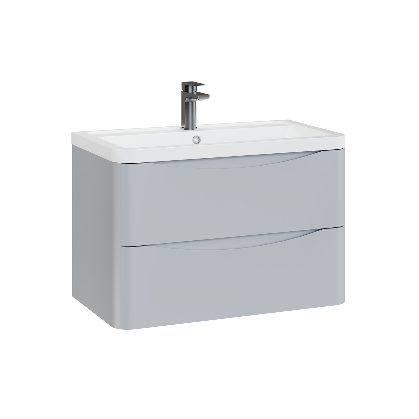 Fairford Eclipse 800mm 2 Drawer Satin Grey Wall Hung Vanity Unit