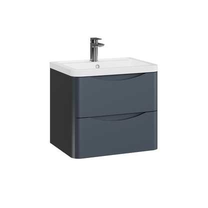 Fairford Eclipse 600mm 2 Drawer Satin Anthracite Wall Hung Vanity Unit