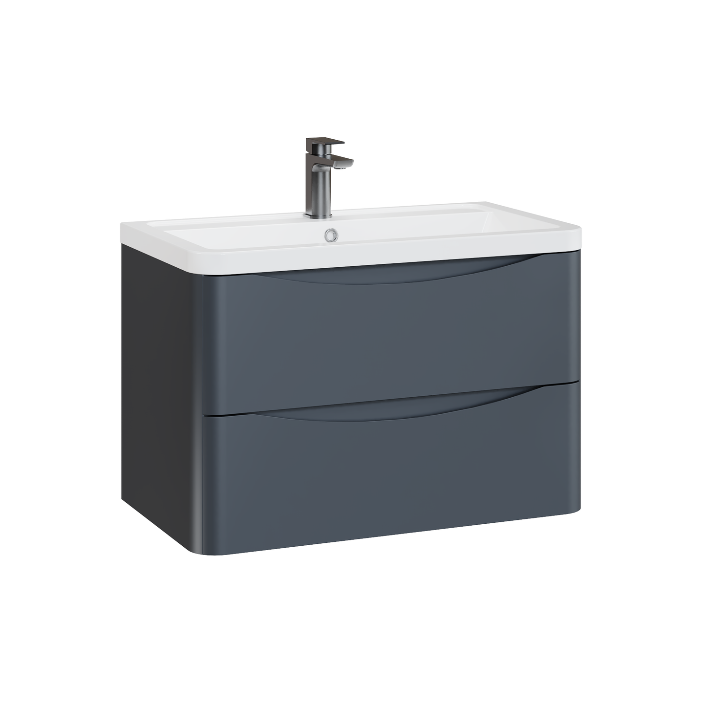 Fairford Eclipse 800mm 2 Drawer Satin Anthracite Wall Hung Vanity Unit