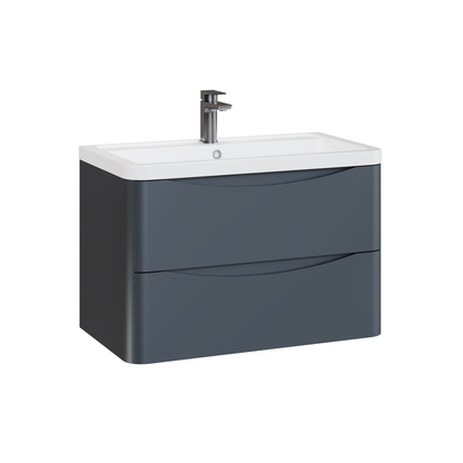 Fairford Eclipse 800mm 2 Drawer Satin Anthracite Wall Hung Vanity Unit