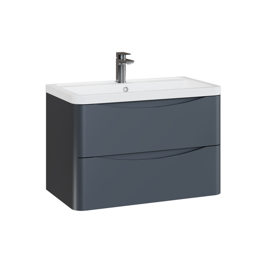 Fairford Eclipse 800mm 2 Drawer Satin Anthracite Wall Hung Vanity Unit