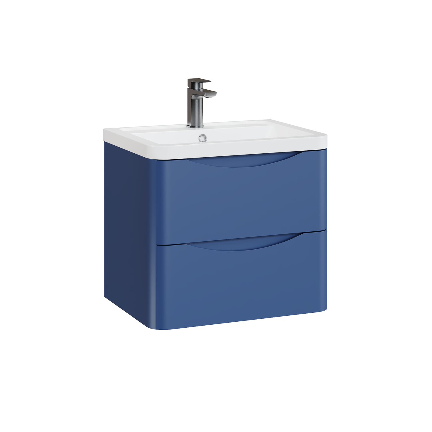 Fairford Eclipse 600mm 2 Drawer Satin Blue Wall Hung Vanity Unit