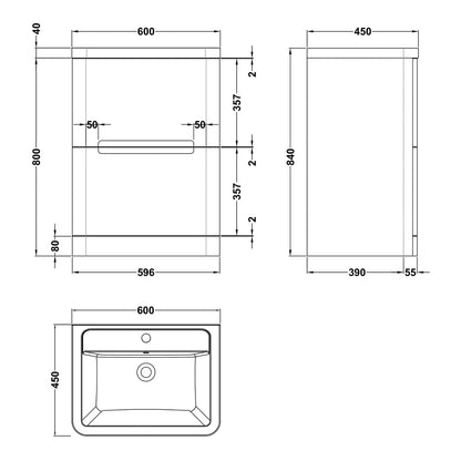 Fairford Rox 600mm Satin White Floorstanding Vanity Unit