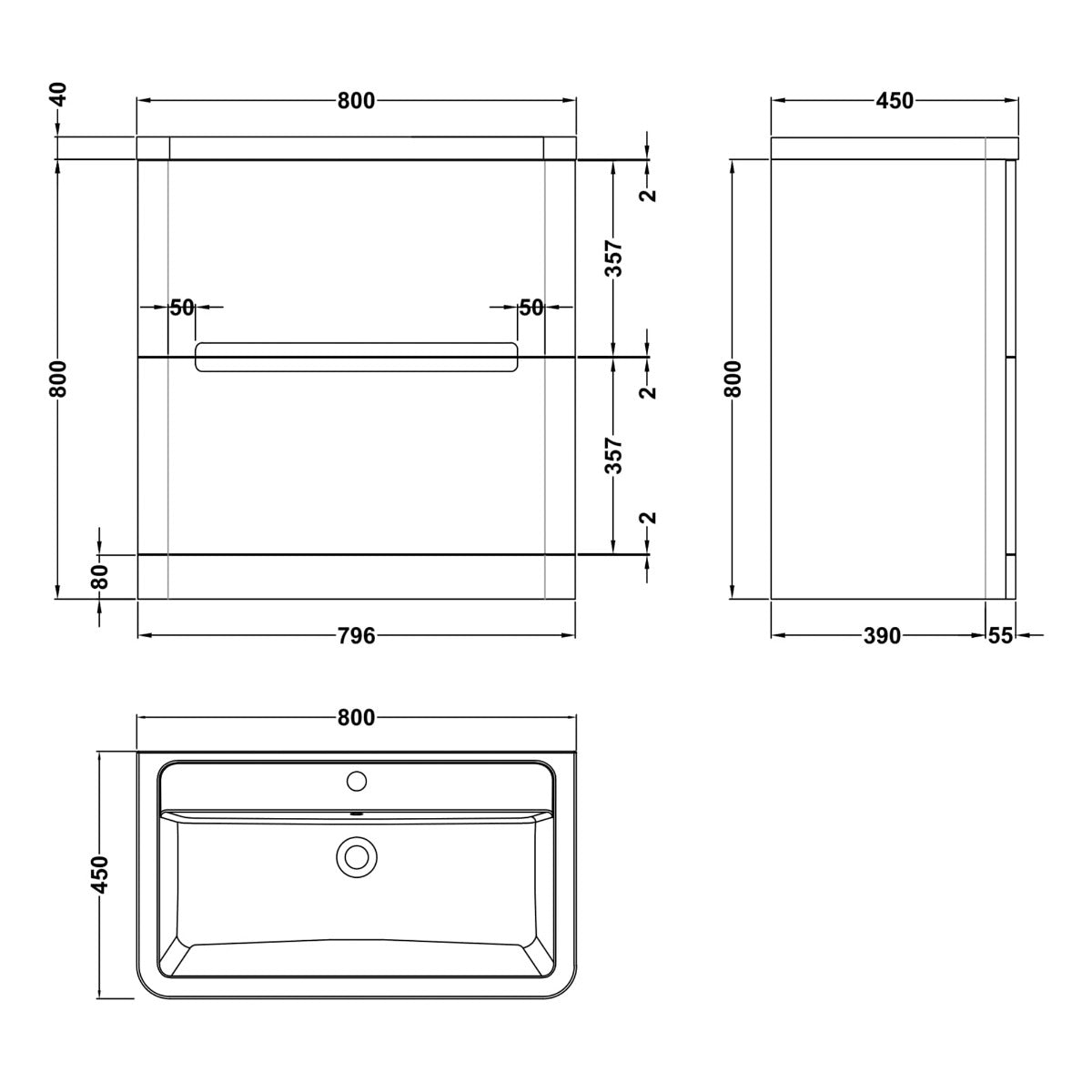 Fairford Rox 800mm Satin White Floorstanding Vanity Unit