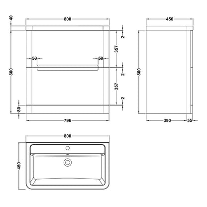 Fairford Rox 800mm Satin White Floorstanding Vanity Unit