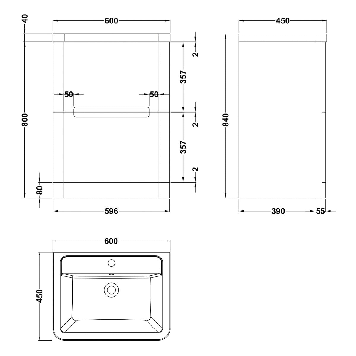 Fairford Rox 600mm Satin Grey Floorstanding Vanity Unit