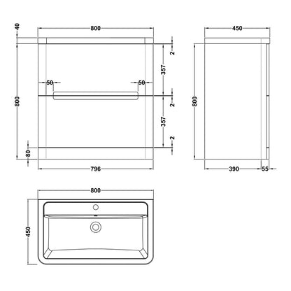 Fairford Rox 800mm Satin Grey Floorstanding Vanity Unit