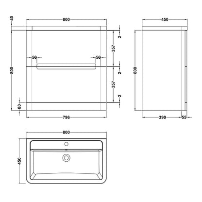 Fairford Rox 800mm Satin Blue Floorstanding Vanity Unit