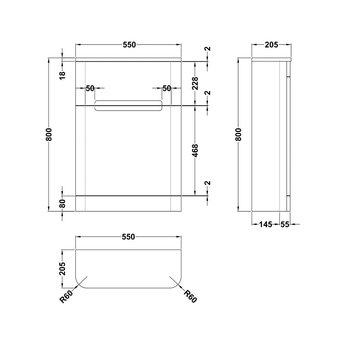 Fairford Rox 550mm Satin White WC Unit