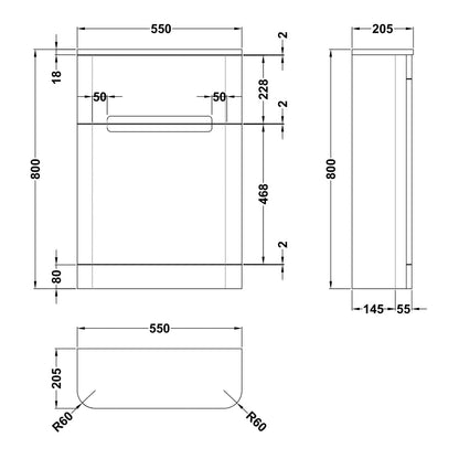 Fairford Rox 550mm Satin Grey WC Unit