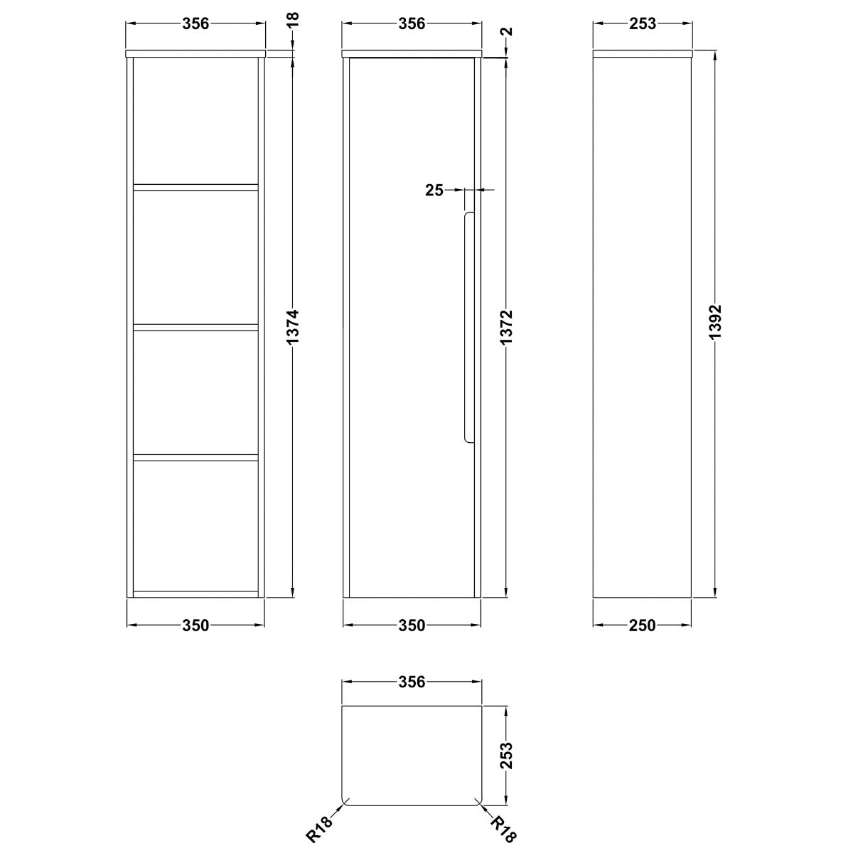 Fairford Rox 350mm Satin White Tall Cupboard