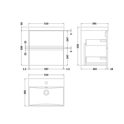 Fairford Finesse 500mm Satin Blue Wall Hung Vanity Unit