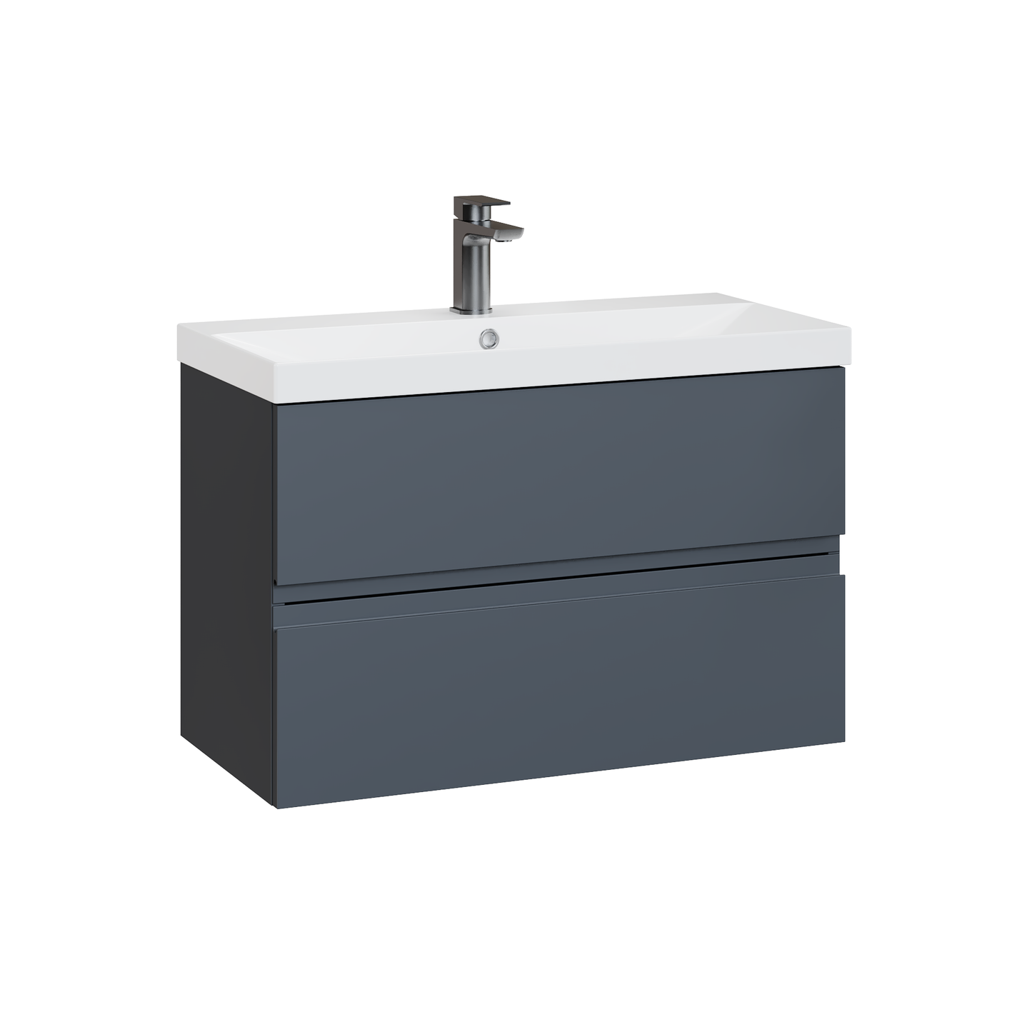 Fairford Finesse Soft Black 800mm 2 Drawer Wall Hung Vanity Unit