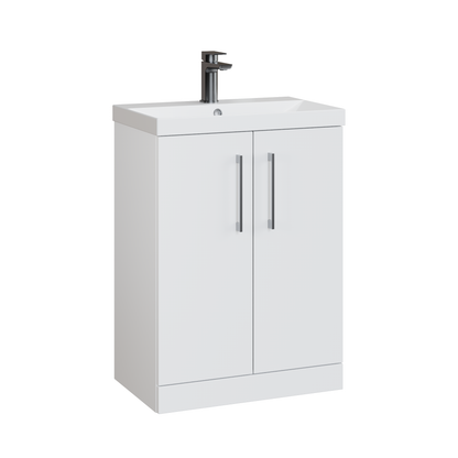 Fairford Aspri 2 600mm Gloss White Floor Standing Vanity Unit
