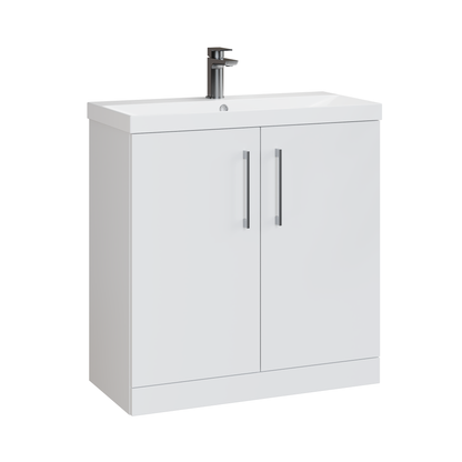 Fairford Aspri Gloss White 800mm 2 Door Floorstanding Vanity Unit
