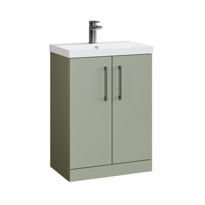 Fairford Aspri 2 600mm Satin Green Floor Standing Vanity Unit