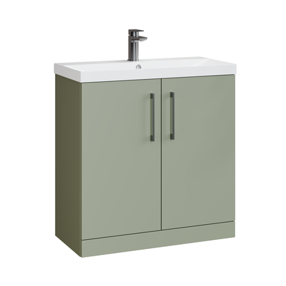 Fairford Aspri Satin Green 800mm 2 Door Floorstanding Vanity Unit