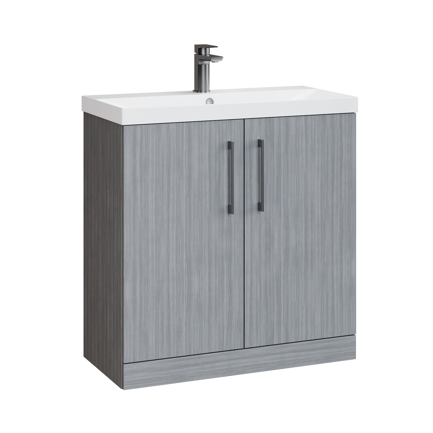 Fairford Aspri Grey Woodgrain 800mm 2 Door Floorstanding Vanity Unit