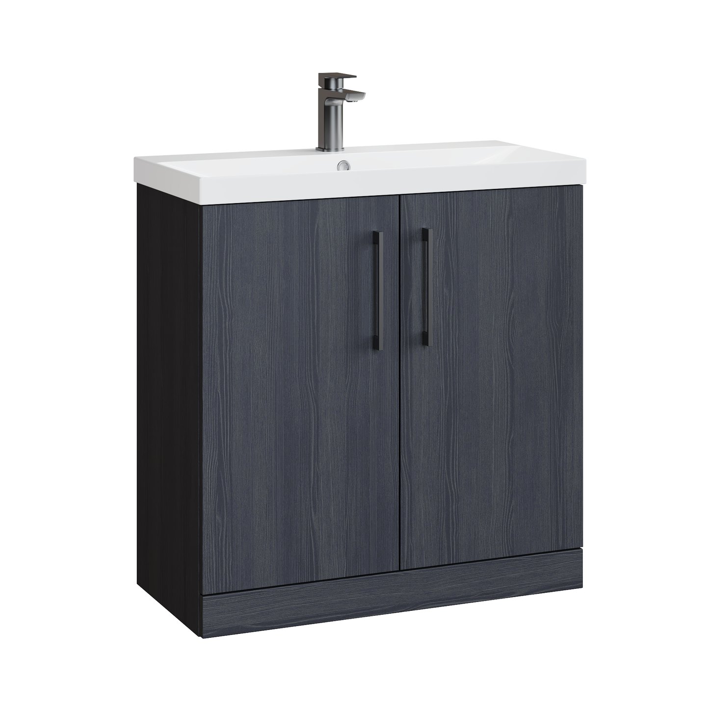 Fairford Aspri Black Woodgrain 800mm 2 Door Floorstanding Vanity Unit