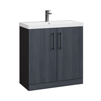 Fairford Aspri Black Woodgrain 800mm 2 Door Floorstanding Vanity Unit