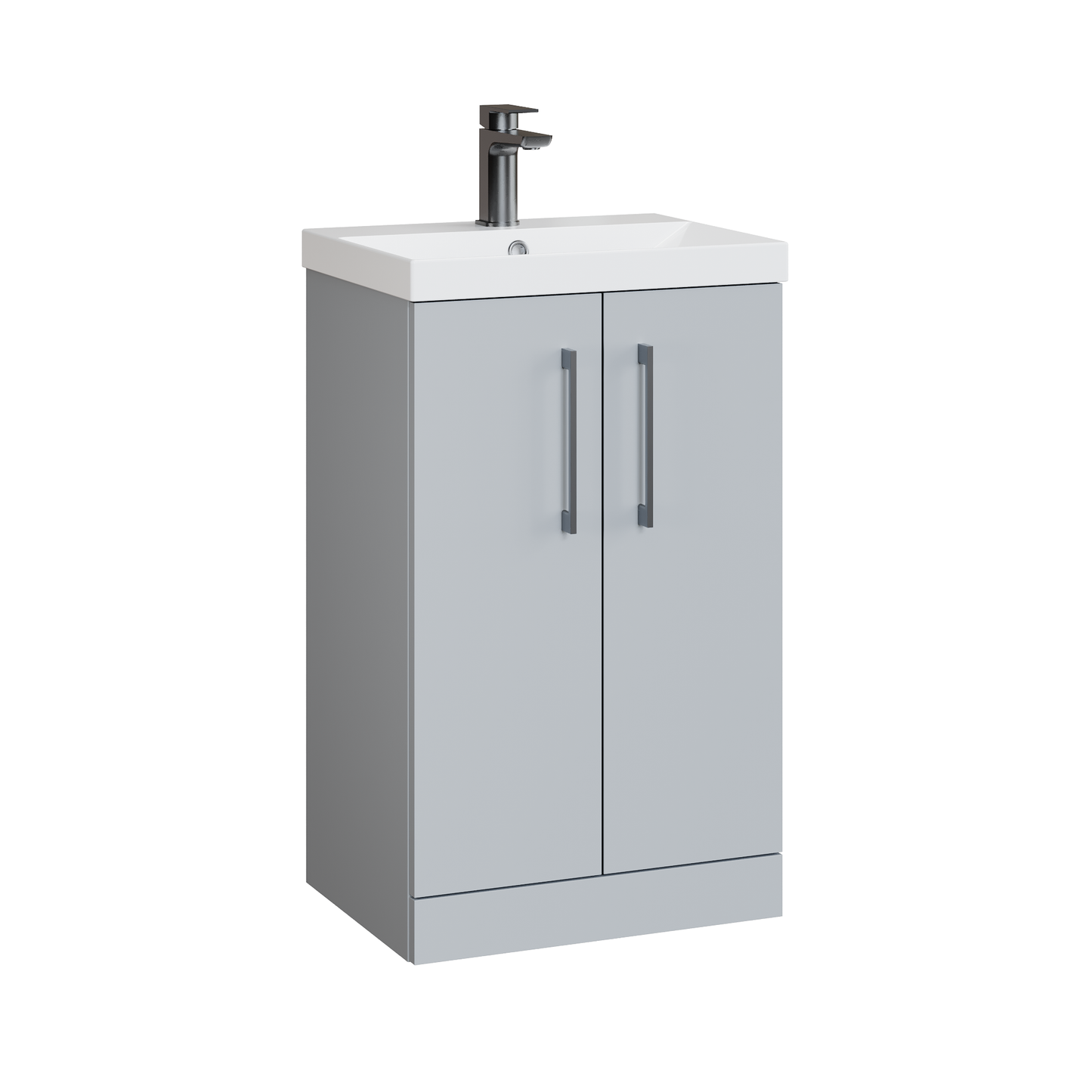 Fairford Aspri Satin Grey 500mm 2 Door Floorstanding Vanity Unit