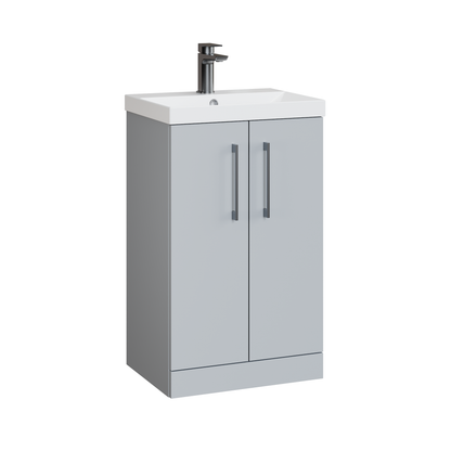 Fairford Aspri Satin Grey 500mm 2 Door Floorstanding Vanity Unit