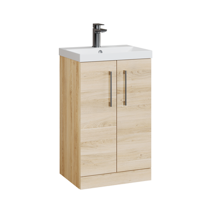 Fairford Aspri Bleached Oak 500mm 2 Door Floorstanding Vanity Unit