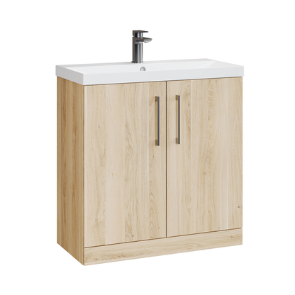 Fairford Aspri Bleached Oak 800mm 2 Door Floorstanding Vanity Unit
