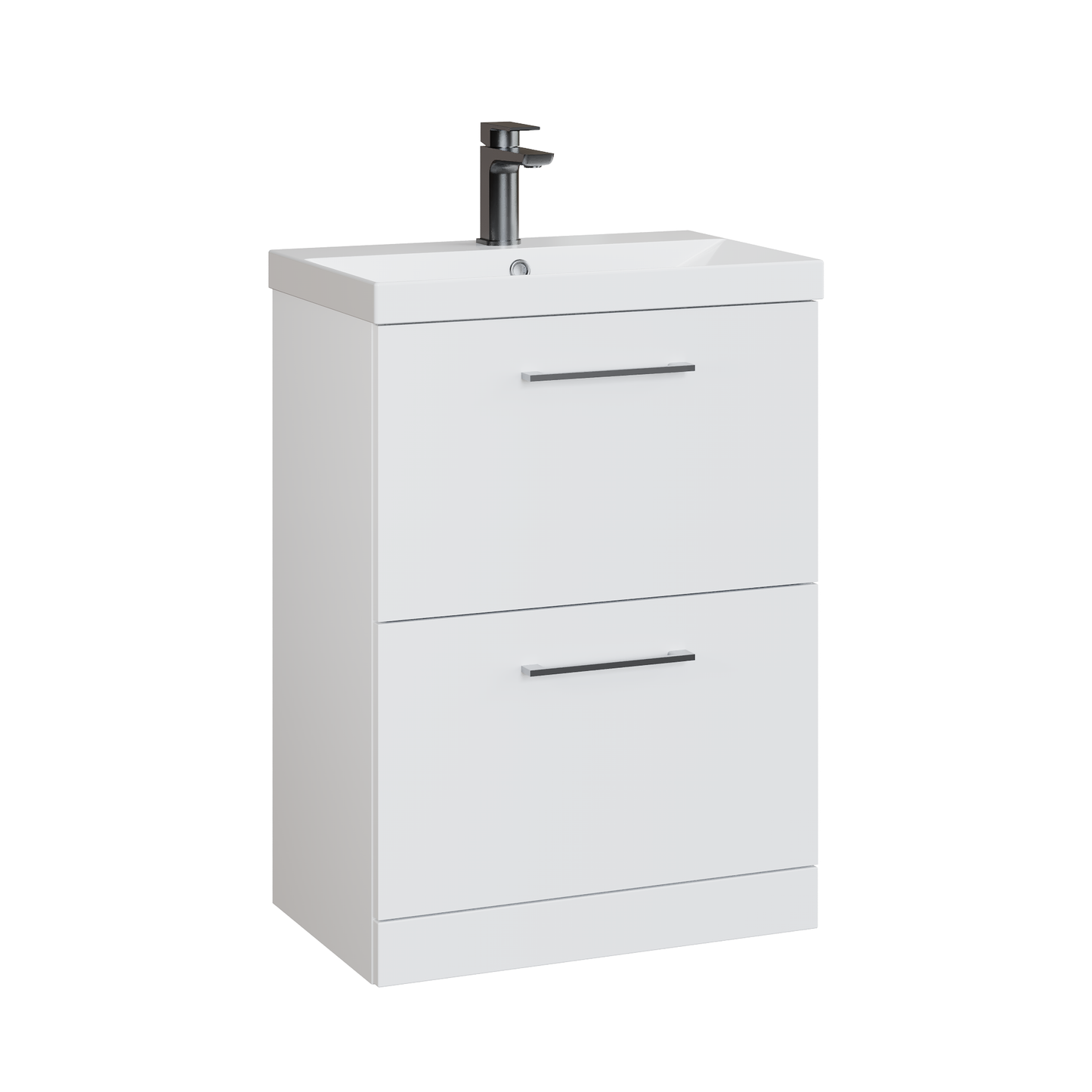 Fairford Aspri 600mm Gloss White 2-Drawer Floorstanding Vanity Unit