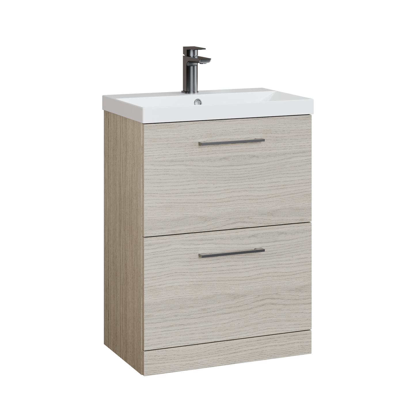Fairford Aspri 600mm Solace Oak 2-Drawer Floorstanding Vanity Unit
